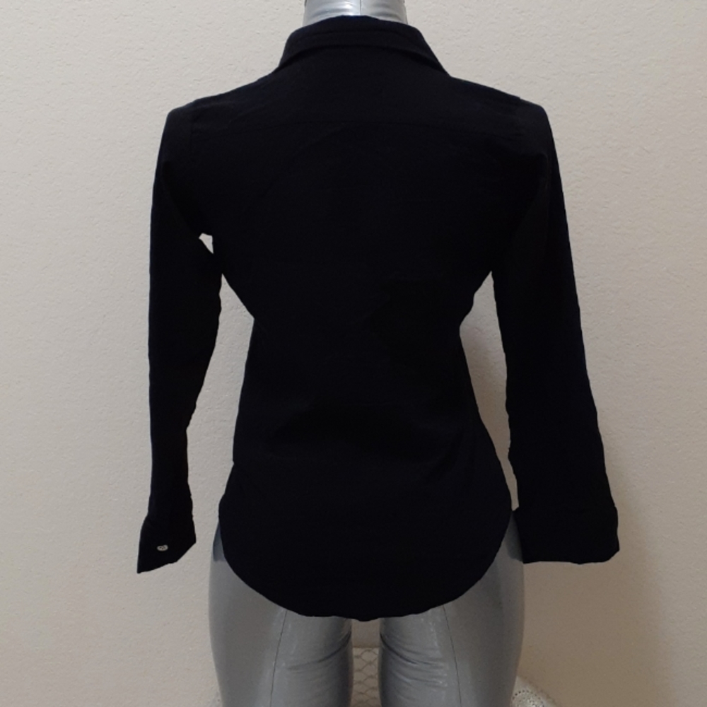 Button Neck Solid Blouse - Picture 3 of 5